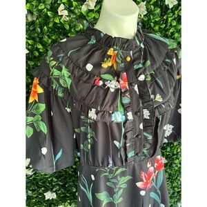 Beulah Style | floral puff sleeve ruffle dress